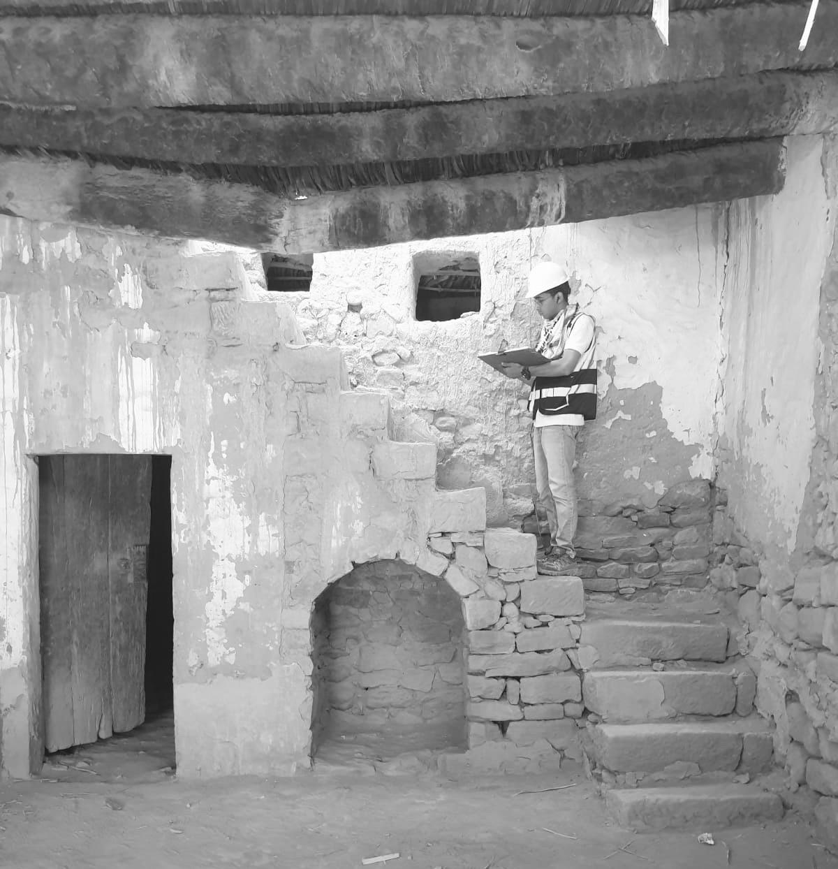 Ahmed ElSiry documenting an existing staircase in AlUla Old Town