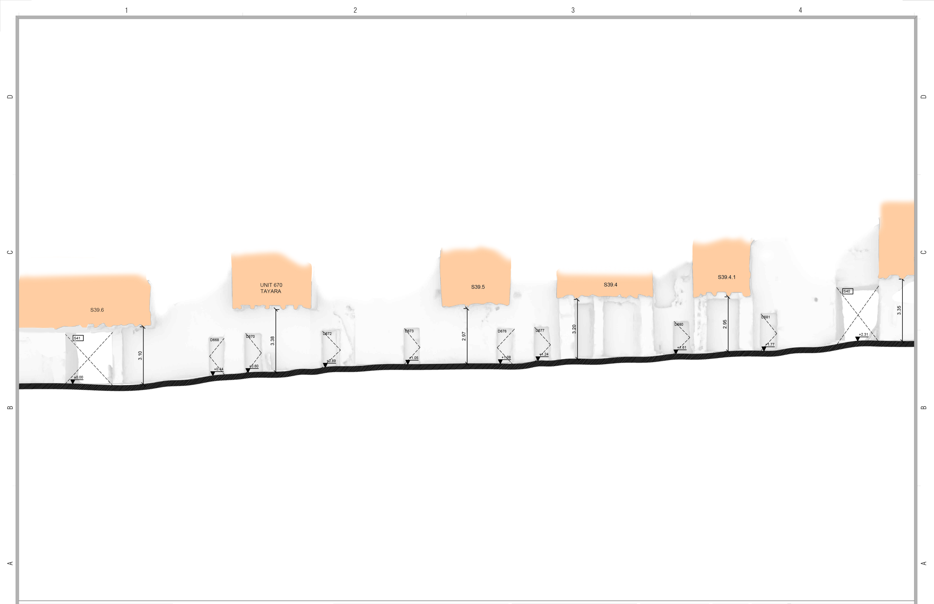 Street-level survey section in S39 — from S40 to S41, showing overhead tayrah connections