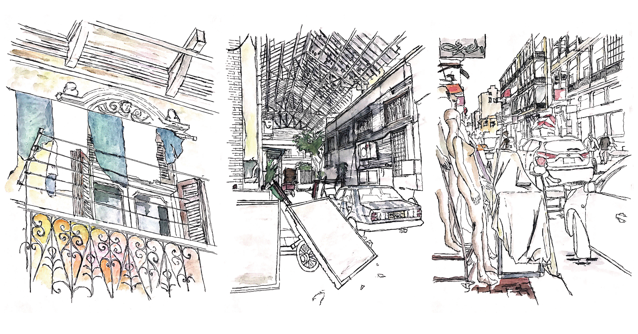 Urban Sketches - Bazar Abbas street perspectives